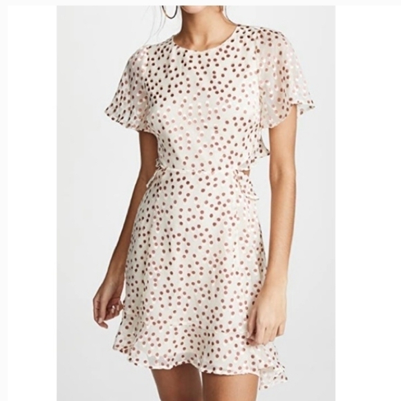 Astr Dresses & Skirts - ASTR Elsie Dress  cream with copper polka dot burnout open flowy back